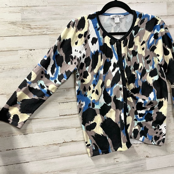 August Silk Multicolor Knit Button-Down Top - Picture 2 of 7